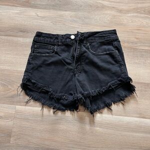 American Eagle Outfitters Black Frayed Jean Shorts